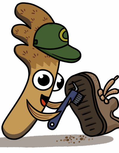 Phraggy decontaminating a boot